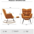 thumbnail image 2 of BISHE Adjustable Rocking Chair with Footrest - Plush Teddy Fabric Glider Recliner, High Back Ergonomic Rocker Chair for Living Room & Bedroom, Easy Assembly, Storage Pocket, Caramel, 2 of 8