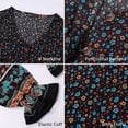 thumbnail image 4 of Robe Maxi à Manches Longues pour Femmes - Robe Longue Décontractée à Col en V avec Boutons et Imprimé Floral Boho pour l'Automne, 4 of 6