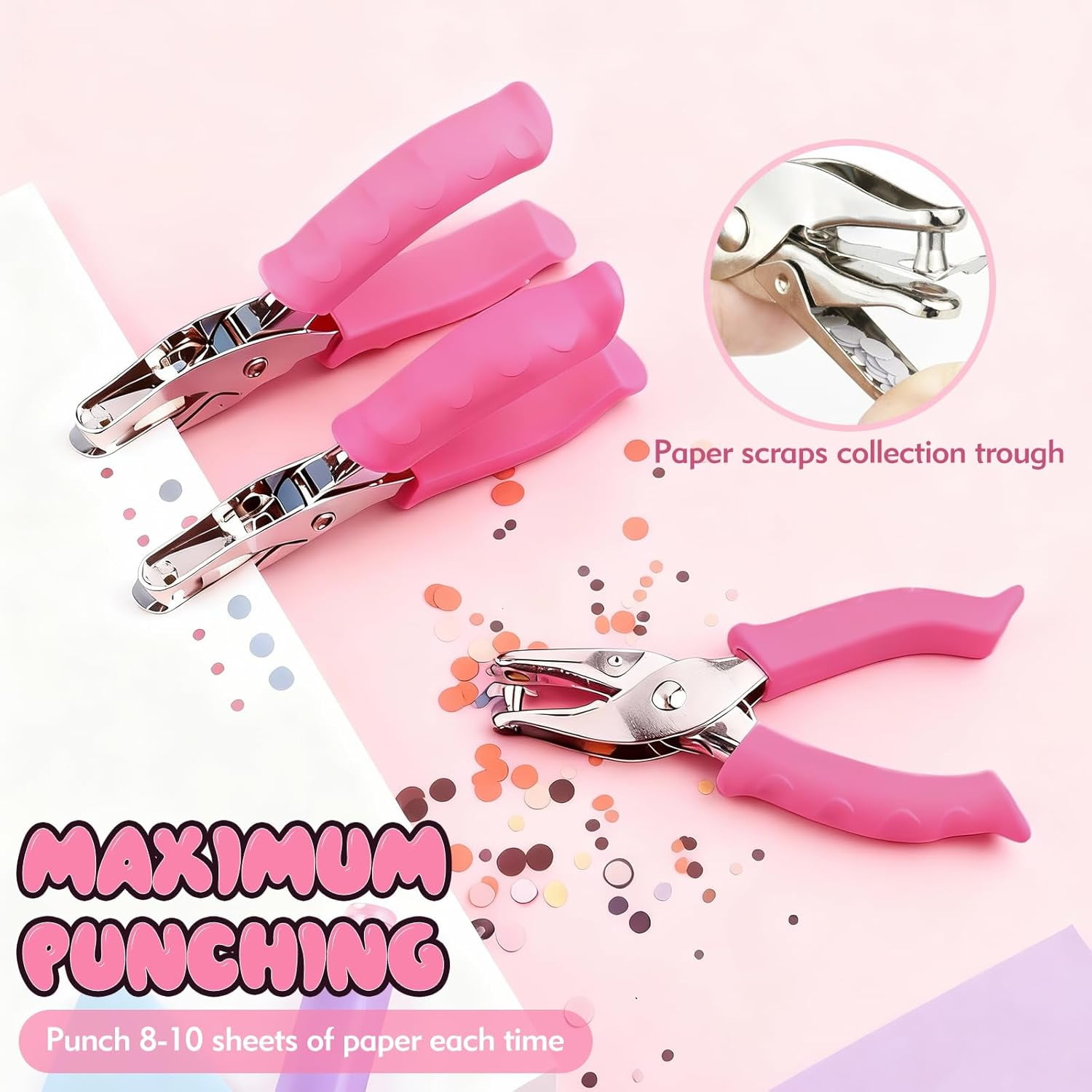 Single Hole Punch, 2 Pcs Hole Puncher with Soft Grip for Home, Office and Classroom, Handheld Circle Paper Punch for Crafts, Scrapbooks, Tags, Tickets