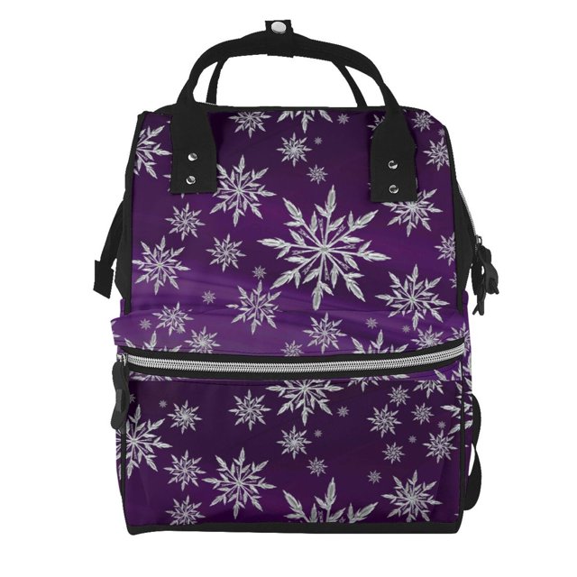 Easygdp Snowflake Gradient Purple para Bolsa de Bebé de Gran Capacidad con Múltiples Bolsillos, Bolsa de Pañales para Padres, Bolsa de Viaje Organizada y Elegante