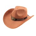 thumbnail image 3 of Clossjun Western Cowboy Hat for Men Women Classic Roll Up Fedora Caps with Buckle Belt Outdoor Activity Beanies Fashion Head Wear, 3 of 6