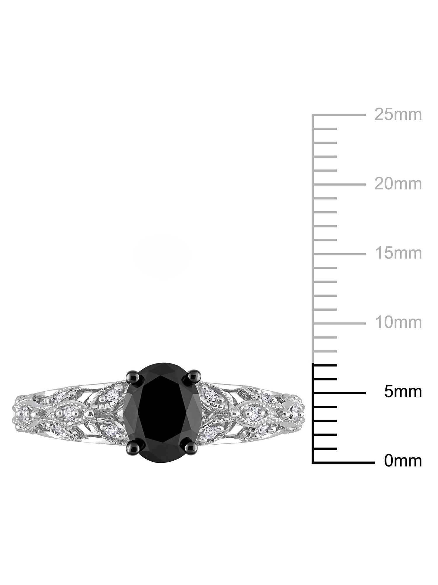 1 Carat T.W. Oval-Cut Black Diamond and Round-Cut White Diamond 14kt White Gold Vintage Engagement Ring