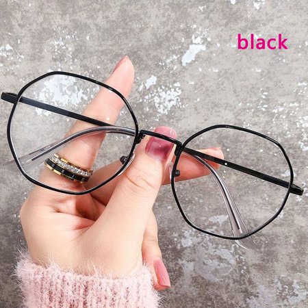 Classic Octagon Eye wear Metal Myopia Optical Mirror Eyeglasses Anti-blue Light Glasses Vision Care BLACK