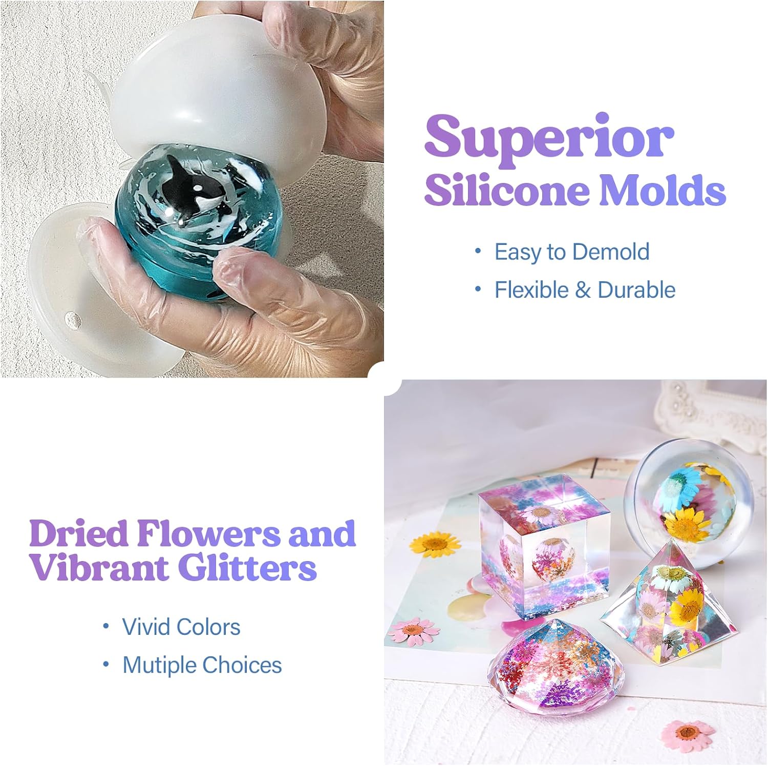 Let's Resin 16oz Epoxy Resin Kit with Molds & Flowers photo 5