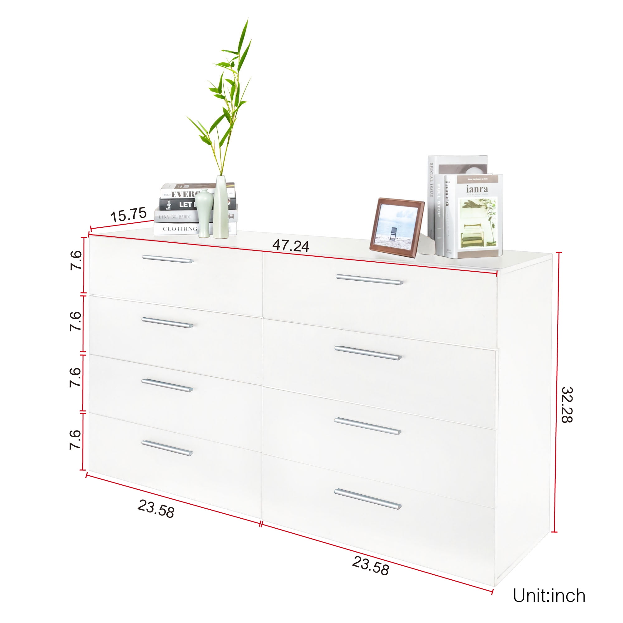 YYAo 8 Drawer Double Dresser for Bedroom, Wide Storage Cabinet for Living Room Home Entryway, White YYAo 8 Drawer Double Dresser for Bedroom, Wide Storage Cabinet for Living Room Home Entryway, White