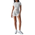 thumbnail image 2 of Womens Two Piece Lounge Sets Casual Summer Outfits 2 Piece Short Matching Clothing Set White Flower Ash S, 2 of 8
