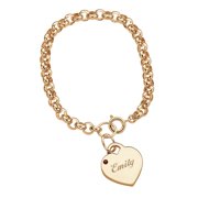Personalized 14kt Gold-Plated Name & Birthstone Heart Charm Bracelet