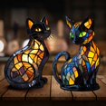 thumbnail image 4 of HHBEAUTY Cat Lamp, Cat Lamp Stained Glass,Retro Cats Stained Resin Tabletop Night Light,3D Cute Pet Led Table Light Bedside Lamps with Warm Ambient Glow, Home Room Decor Gifts, 4 of 9