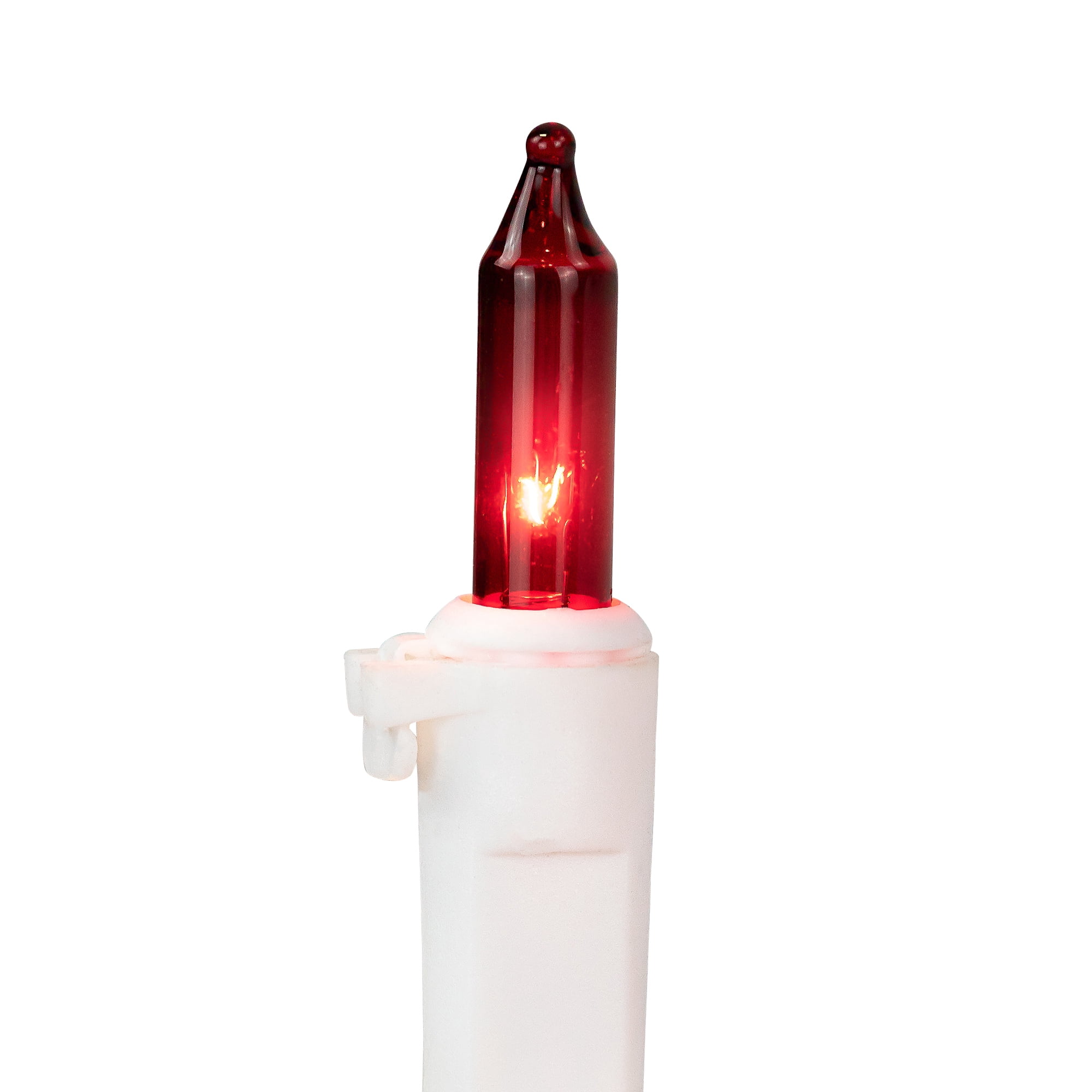 Set of 100 Red & Clear Mini Christmas Lights 2.5" Spacing - White Wire