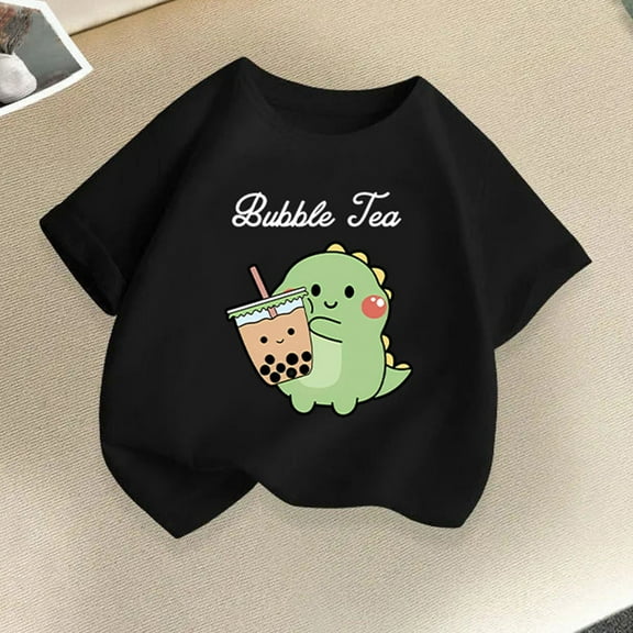 Frwgonr School Shirts for Boys Girls Black Kids Summer Casual Daily Shirt Fashionable Graphic Tops Tee 2-14 Years