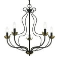 thumbnail image 6 of 42905-04 Livex Lighting Katarina - 5 Light Chandelier In Transitional Style-23 Inches Tall and 23 Inches Wide-Black/Antique Brass Finish, 6 of 8