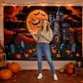 thumbnail image 4 of Halloween Banner Spooky Ghost Pumpkin Print 1 Piece Indoor Outdoor Halloween Party Decorations for Home Photography Backdrop Themed Gathering Display, 4 of 9