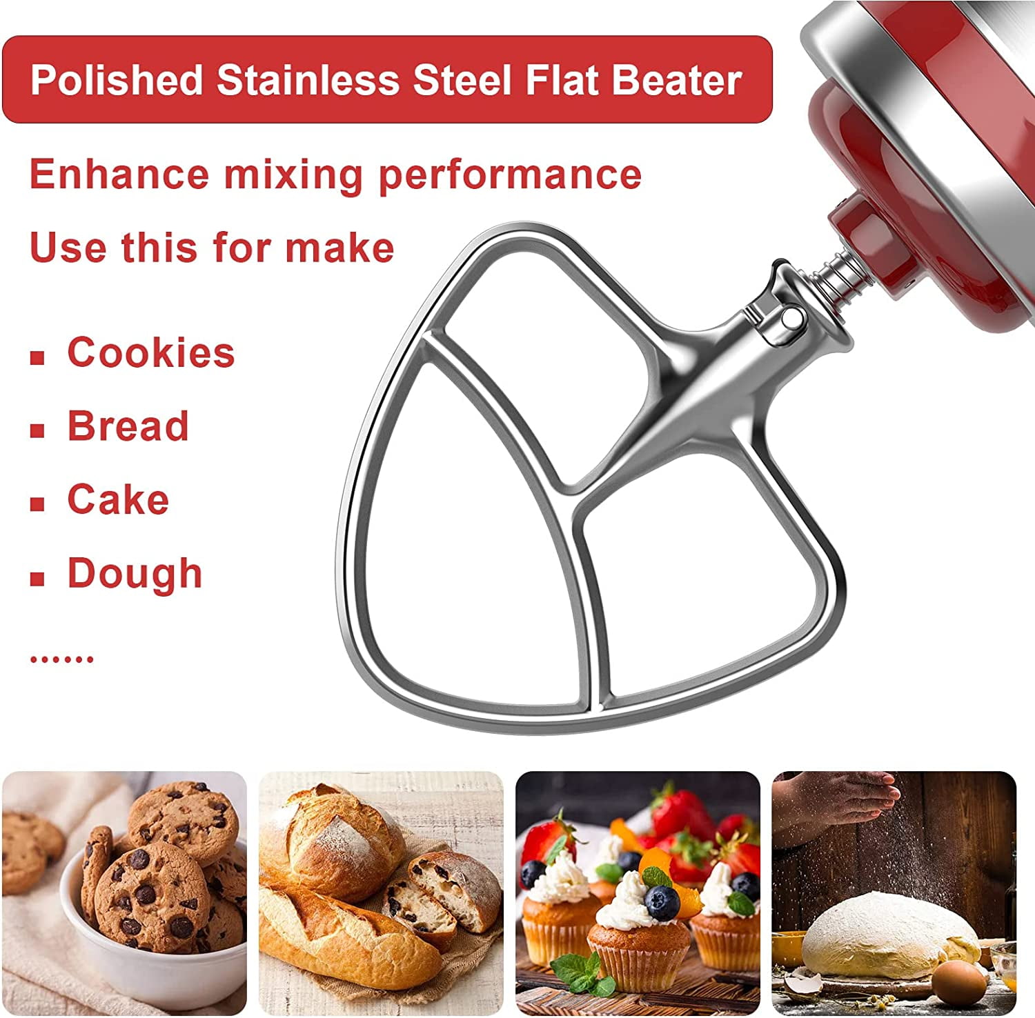 Beaters, Kitchenaid Stainless Steel Beaters - 4.5-5qt Tilt-head Paddle  Attachment For Stand Mixer - Polished Flat Beater For Perfect Mixing  Results - Temu