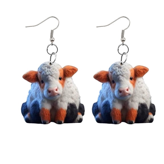QIQUWOHUL Cute Cartoon Cow Earrings Pendant Earrings Ladies Earrings Jewelry 1pcs