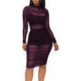 thumbnail image 1 of GFDYREE Robe en Maille pour Femmes Manches Longues Justaucorps 3 Pcs avec Cami Shorts, 1 of 3