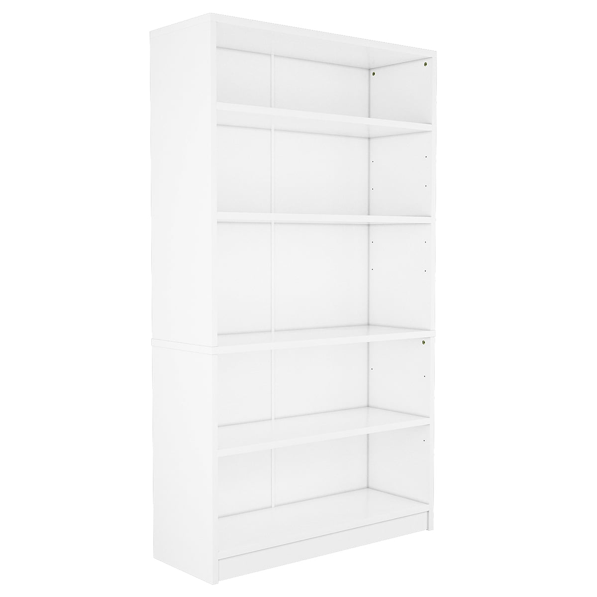White Wall Bookcase 5 Shelf with Doors Wide Storage Cabinet Rack Home Office New 