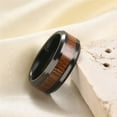 thumbnail image 2 of PAMTIER Men's Classic Simple 8MM Hawaiian Koa Brown Wood Grain Inlay Tungsten Carbide Wedding Ring Matching Sets Beveled Polished Edge Black Size 8, 2 of 5
