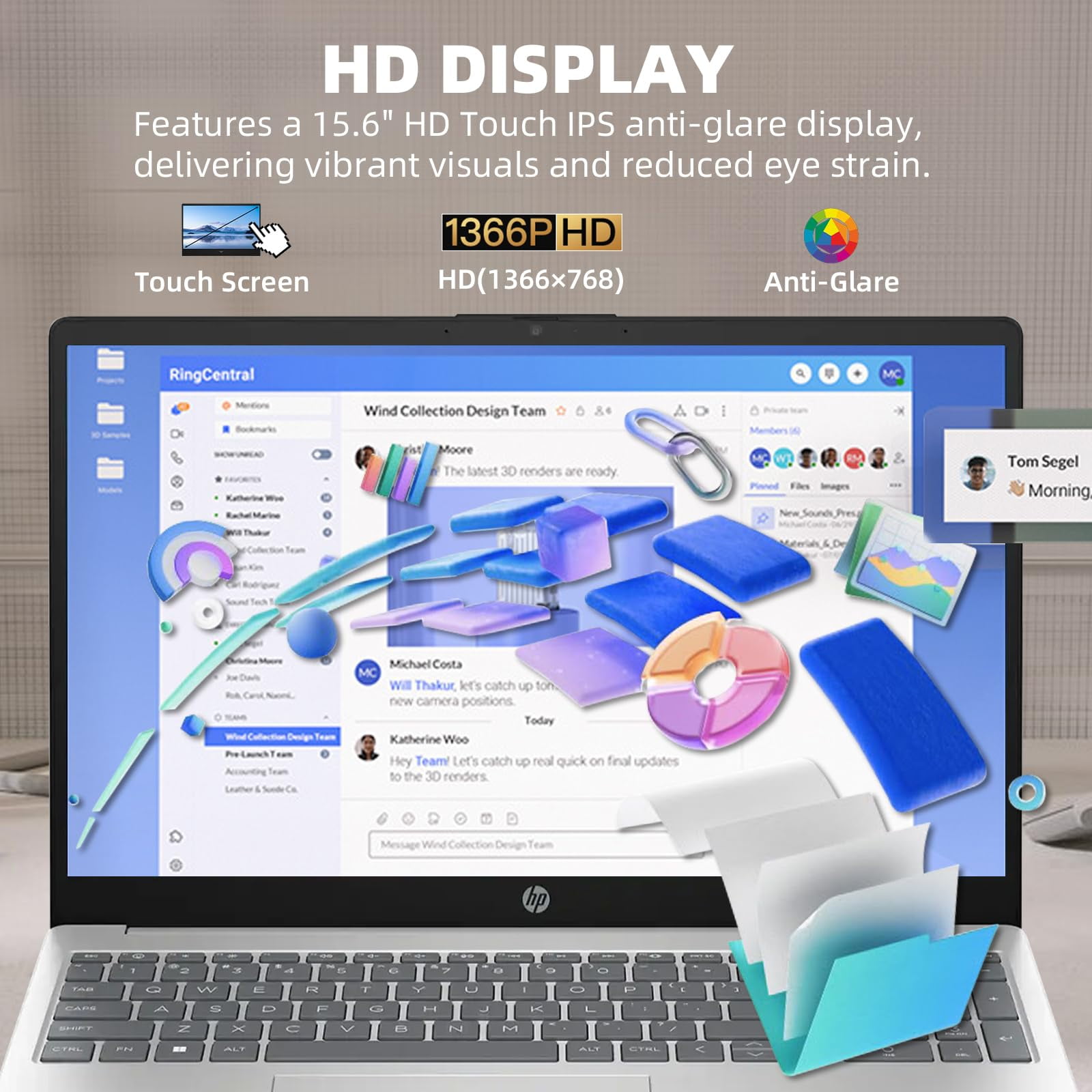 HP 15.6-inch Business Laptop Computer - w/Microsoft Office Lifetime & Free CD/DVD Drive - 15.6" HD Touchscreen - Intel i3 1215U - Wi-Fi 6E -Win 11 Pro(32GB RAM | 1TB SSD)