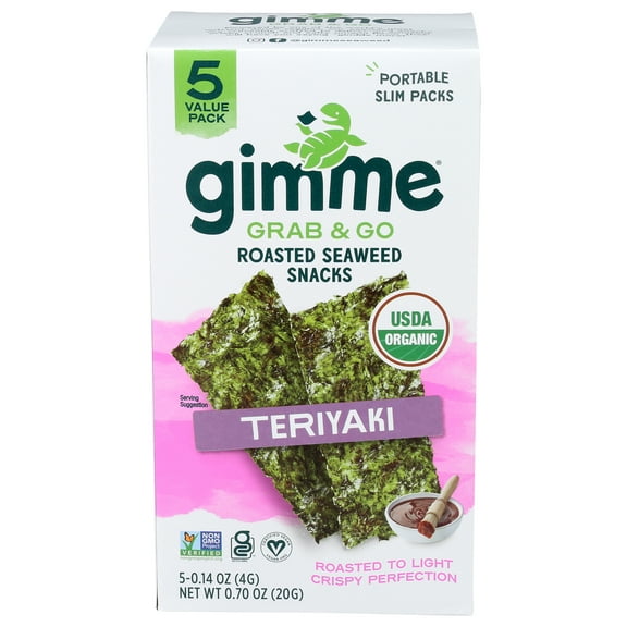 (Pack of 6), Gimme Organic Roasted Seaweed Snacks, Teriyaki , 0.7 oz