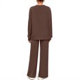 thumbnail image 5 of Women's Round Neck Sweatshirt Wide Leg Sweatpants Casual Suit Sportswear Set, for Winter Lounge and Sports Activities,Brown,2XL, 5 of 5