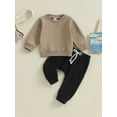 thumbnail image 2 of Bagilaanoe 2PCS Toddler Baby Boy Pants Set Long Sleeve Sweatshirt Pullover Tops + Drawstring Sweatpants 6M 12M 18M 24M 3T Kids Casual Sweatsuits, 2 of 8