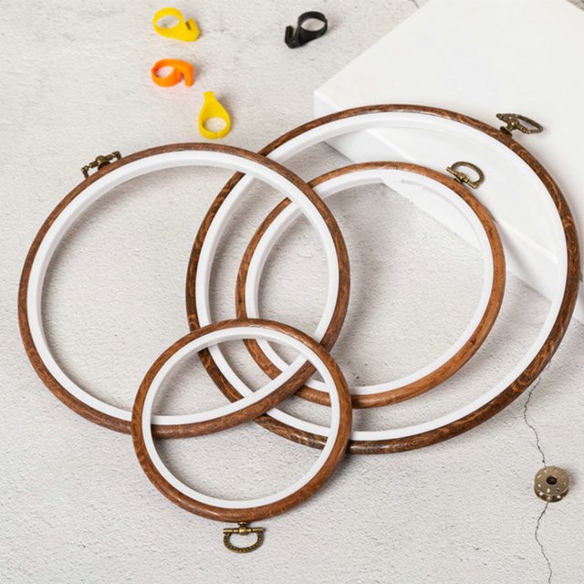 Anillo de bordado circular antiguo de madera ovalada elástica para punto de cruz, herramienta de bricolaje para hacer sueños a mano