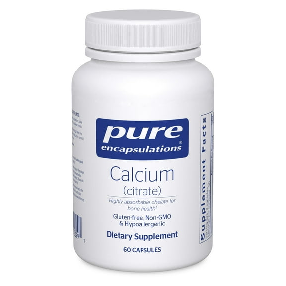 Pure Encapsulations Calcium Citrate, Bone & Heart Support*, 60 Count