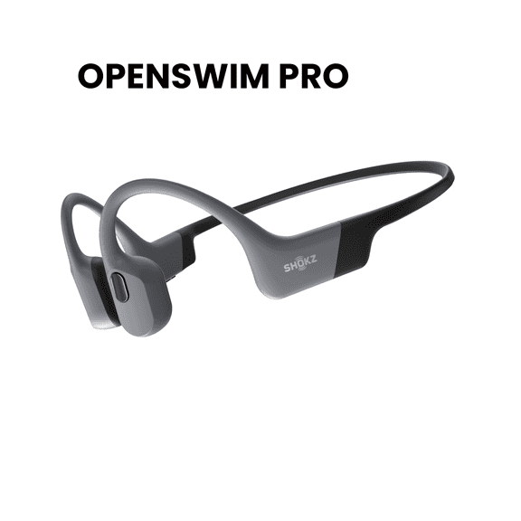 SHOKZ OpenSwim Pro - Open-Ear Bluetooth Headphones & 32GB MP3 Player, IP68 Waterproof, Bone Conduction Headphones, Running and Swimming, Gray