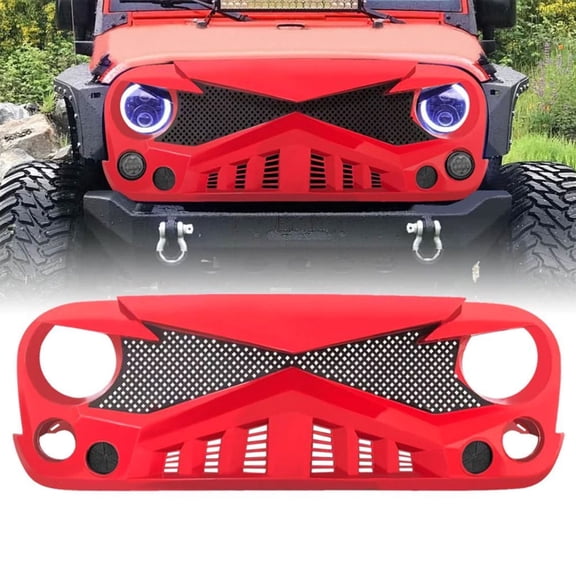 American Modified AMJPAA00118; Grille; Hawke; With Light Cutouts; Red; ABS Plastic