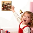 thumbnail image 5 of Vintage Beaded Christmas Train Decoration with Santa, Embellished Pearl Art in Gold Frame, Festive Tabletop Centerpiece & Shelf Sitter for Holiday Party Decor, 5 of 10