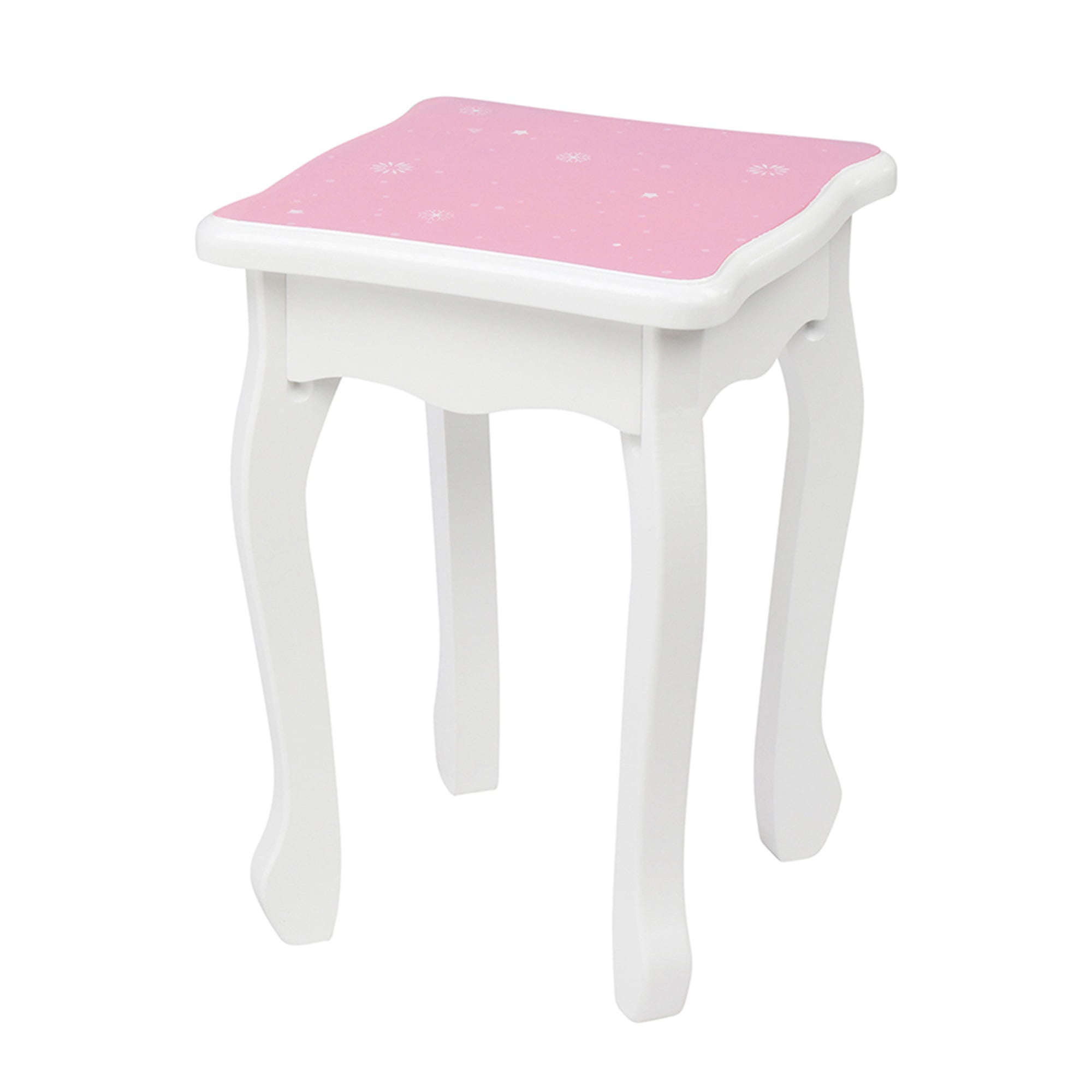 Resenkos Vanity Table and Chair Set, Children's Wooden Dressing Table Three-Sided Folding Mirror Dressing Table, White