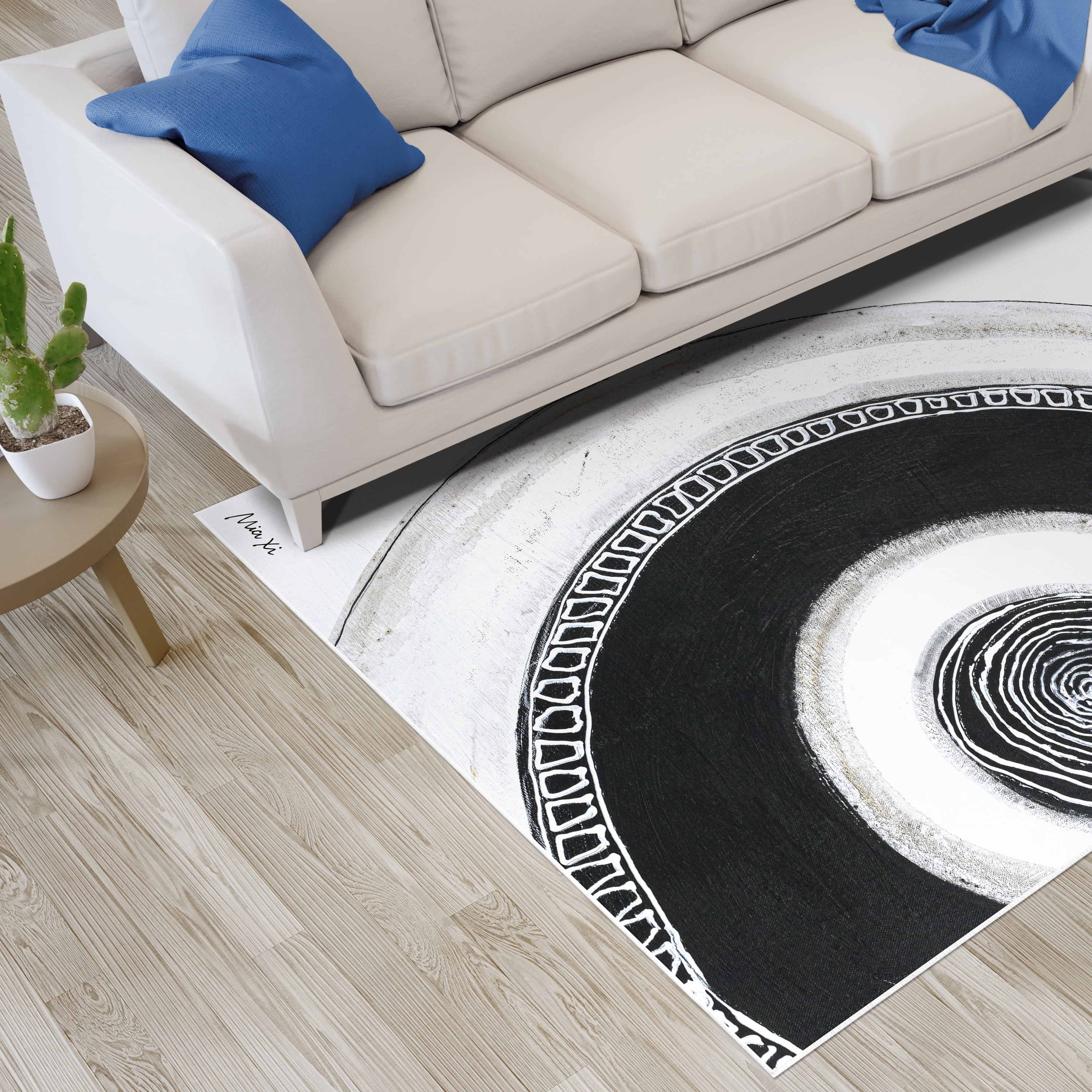 Circuli II Washable Circles Art Area Rug size 5'x8', Power-loomed, Heavenly Softness with Non-Slipping Backing