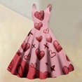 thumbnail image 2 of LWavelet 2026 Valentine's Girls' Night Trendy Dress, Spaghetti Strap Heart Print Flowy Flared Silhouette Sundress Light Gray L, 2 of 4