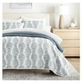thumbnail image 6 of Damask Quilted Coverlet Set - Reversible Microfiber Quilt & Sham - Soft & Cozy Bedspread - All Season - Hypoallergenic - Decorative Bedroom Update, 6 of 6