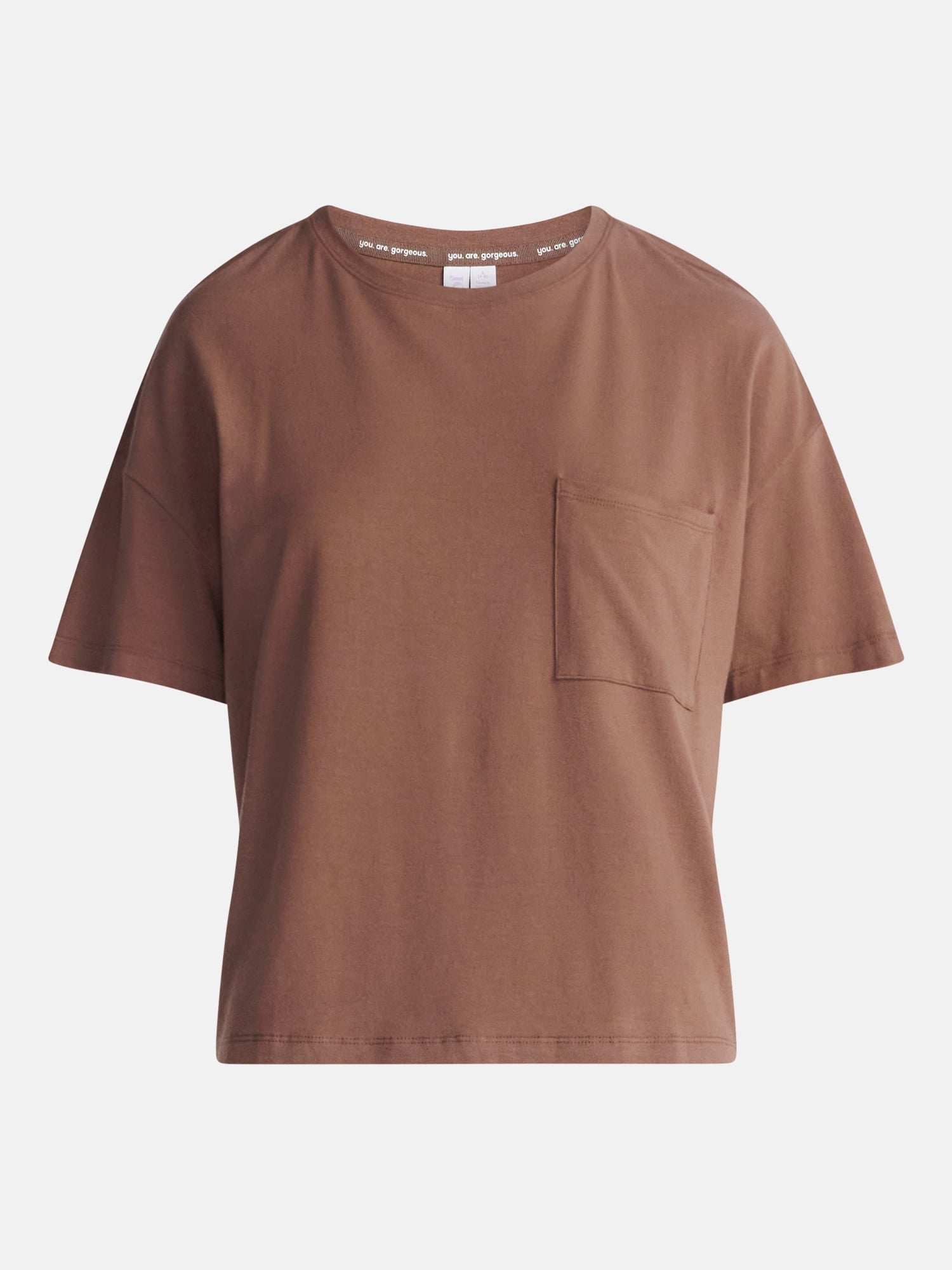 Joyspun Women’s Cotton-Blend Sleep Lounge Top with Short Sleeves, Sizes S-3X