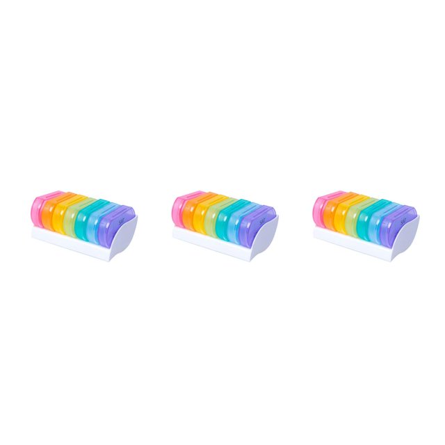 bedienty Plastic 7 Days Pill Case with Lids Portable Refillable Container Holder Box Organizer Personal Supplies 1Pc 3Set