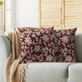 thumbnail image 2 of Vintage Floral Block Print Pillow Covers 16x16 Set of 2 Burgundy Brown Cream Flower Pattern Rustic Old Style Decorative Throw Pillow Cases Outdoor Farmhouse Decoration for Sofa Couch Bed, 2 of 6
