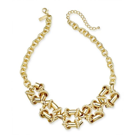 INC International Concepts Gold-Tone Pave Link Statement Necklace, 18″   3″ extender