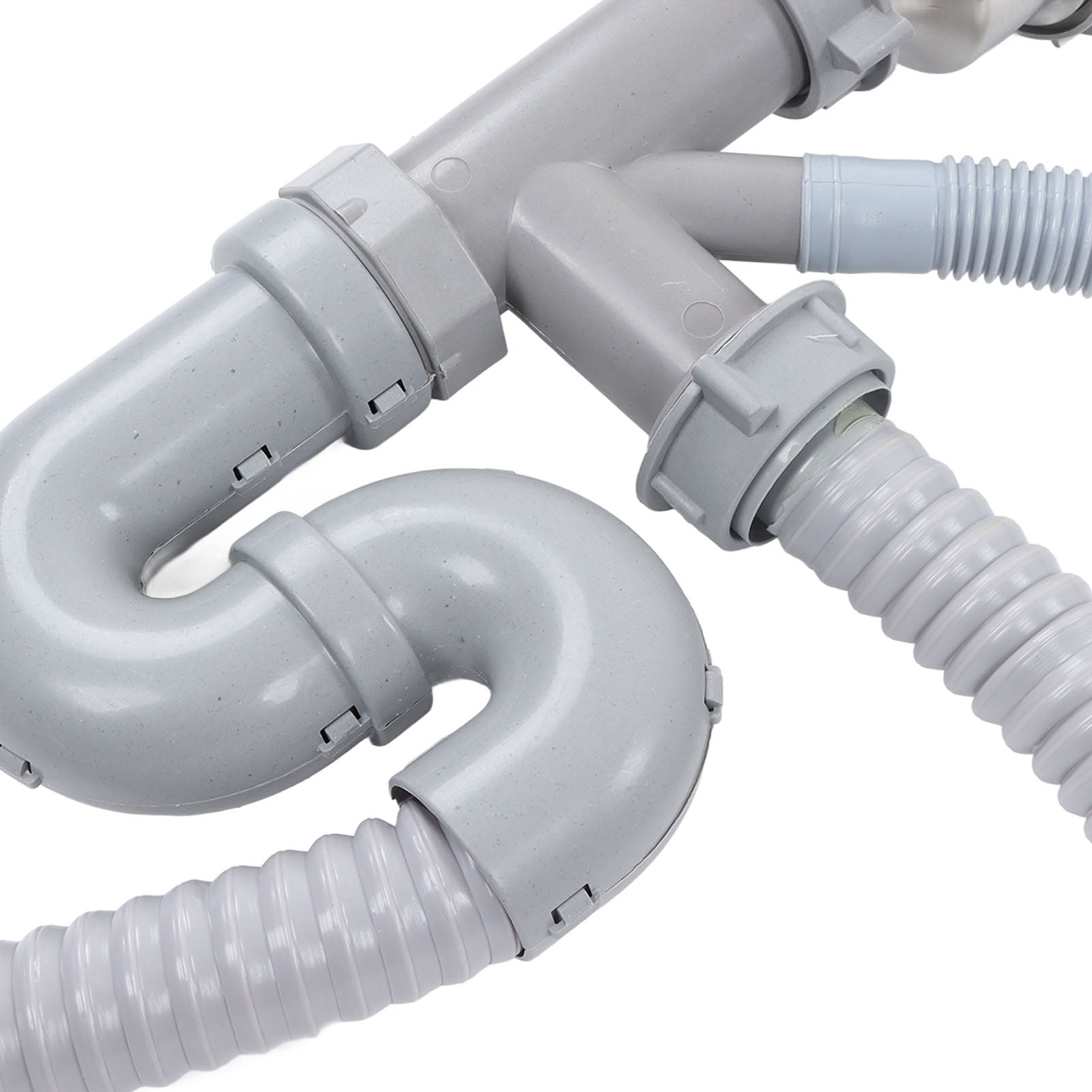 NestledNature Double Drains Pipe Set, Multi-Fit Bathroom Sink Drain Kit, Sink Drainer Pipe, Stainless Steel S Pipe, Bent With Double Drains Sewer Pipe Set For Bathroom Home Kitchen