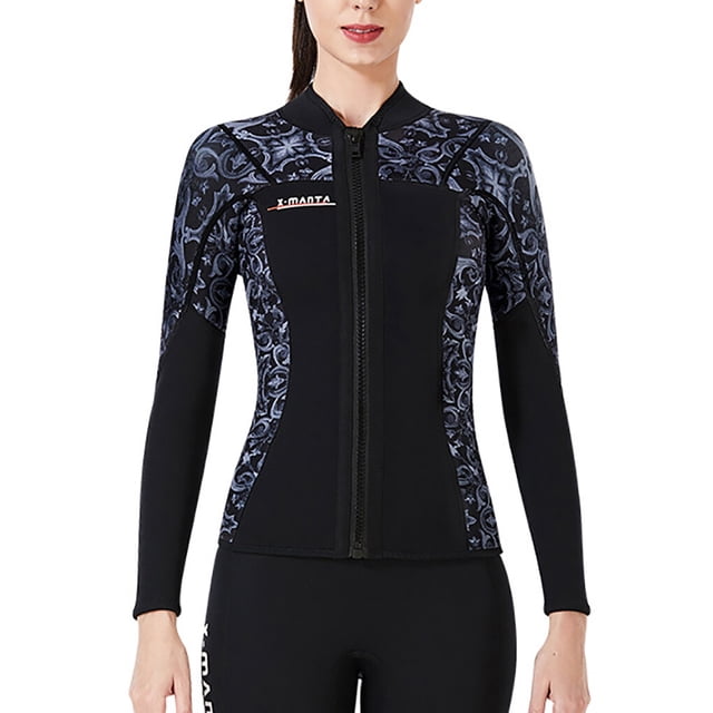 Soidarity DIVE SAIL 1.5MM Traje de neopreno Tops Térmico Mantener caliente Trajes de neopreno de manga larga Trajes de buceo para aeróbic Deportes acuáticos mujer gris METRO