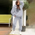 thumbnail image 2 of WEIYLL Outfits for Women Sets Two Piece Pants Cute Letter Print Long Sleeve Hooded Sweatshirt Grey Fall Activewear Suits ,size XL, 2 of 4