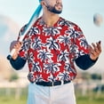 thumbnail image 6 of Daiia Palm Tree Pattern on Red Mens Baseball Jersey Button Down Shirts Short Sleeve Sports Uniforms-3X-Large, 6 of 9
