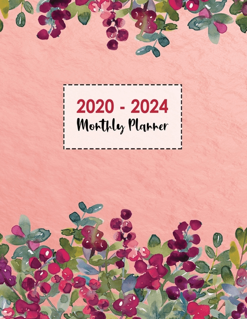 20202024 Monthly Planner Pink Floral Flower Five Year Schedule