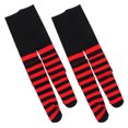 thumbnail image 2 of CIMAXIC 2 Paires de Chaussettes de Noël Rayées pour Femmes Chaussettes Hautes Rouges et Noires au-Dessus du Genou Bas de Vacances Réchauffeurs d'Hiver pour Accessoires de Costume de Fête d'Halloween de Noël, 2 of 5