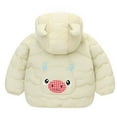 thumbnail image 4 of CUZIBR Toddler Boys Girls Winter Coats Cartoon Cow Hooded Jacket Thicken Windproof Warm Outwear Soft Dailywear For Child, 4 of 4