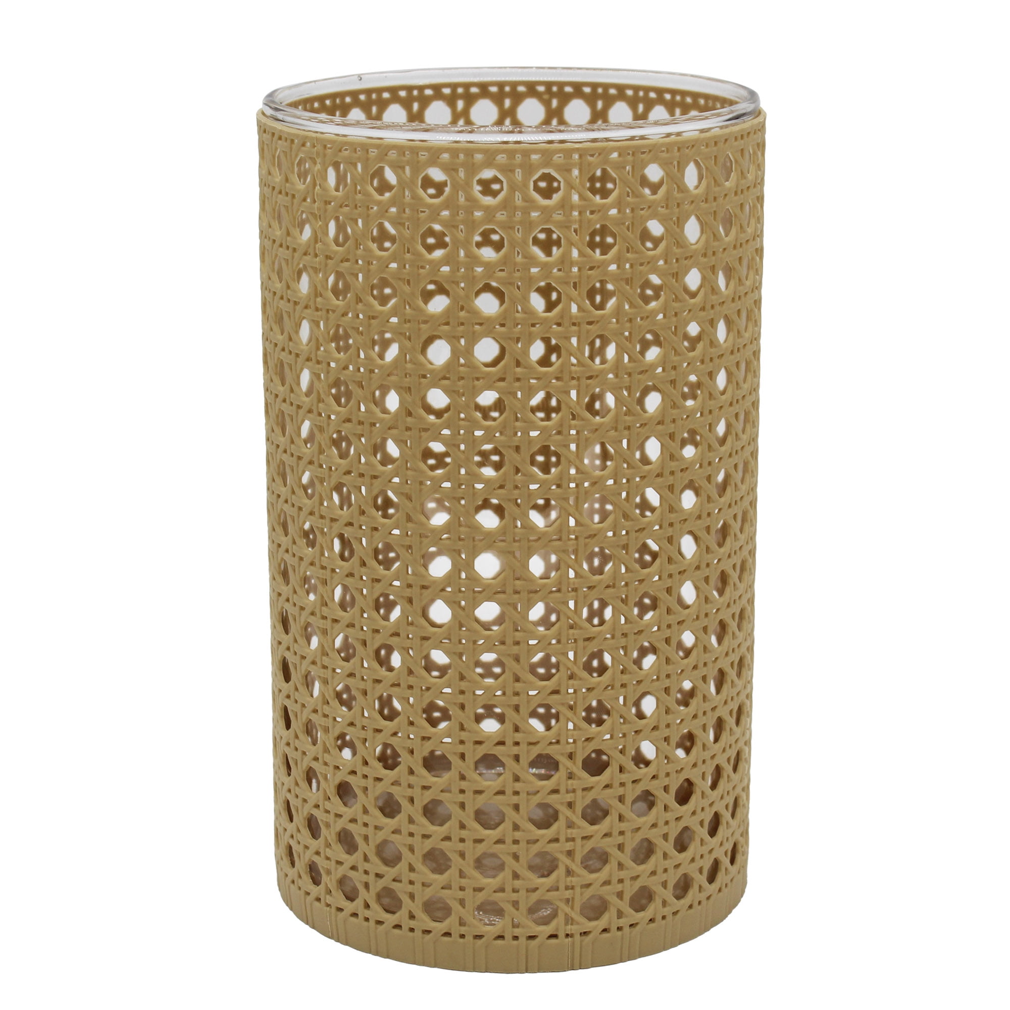 (2 pack) Better Homes & Gardens Wrapped Rattan Glass Hurricane Candle Holder, 8", Medium