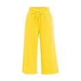thumbnail image 3 of Womens Sweatpants High Waist Nine Point Solid Color Loose Casual Wide Leg Sweatpants Women Yellow Xl, 3 of 3