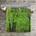thumbnail image 3 of Ambesonne Forest Quilted Bedspread Set 3 Pcs, Summer Trees Tranquil, King Size, Fern Green Brown, 3 of 3