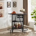 thumbnail image 6 of VECELO Bar Unit with Metal Mesh Front, 3 Tier Bar Table with Wine Rack and Glasses Holder, Home Liquor Cabinet with Storage and Footrest for Living Room Kitchen Pub, Charcoal Gray, 6 of 7