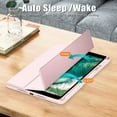 thumbnail image 6 of Dteck Trifold Stand Case for iPad 9th 8th 7th Generation 10.2-inch,Magnetic Smart Leather Case Clear PC Auto Sleep/Wake Back Cover Built-in Pencil Holder for iPad 10.2" 2021/2020/2019,Pink, 6 of 11